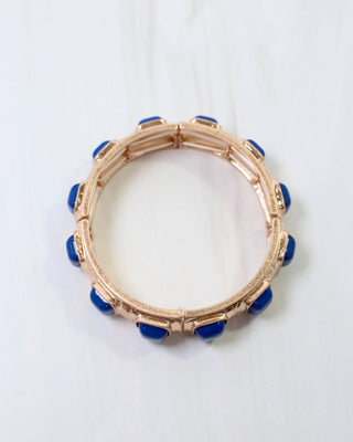 Allie Hammered Gold Stretch Bracelet in Blue