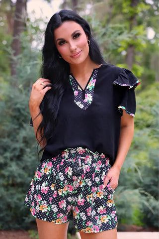 Ava Flutter Blouse in Daisy Polka Dot