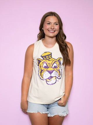 Licensed Butter Yellow LSU Vintage Tiger Tank