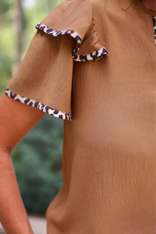 Ava Flutter Blouse in Safari Chic