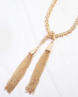 Marley Long Tassel Chain Necklace Gold