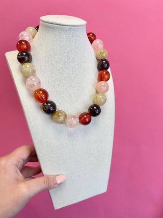 Brown and Light Pink Candy Bauble Necklace