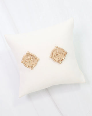 Fleur de Lis Stamp Stud Earrings