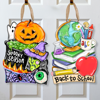Double Sided Back To School Rules Spooky Season Door Hanger