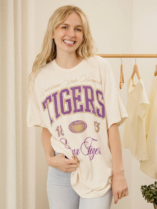 LSU Tigers Off White Thrifted Tee