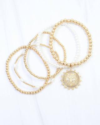 Tiger Coin Beaded Bracelet Set
