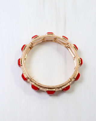 Allie Hammered Gold Stretch Bracelet in Red