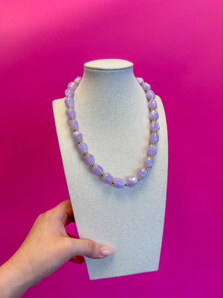 Lavender & Gold Chunky Bead Necklace