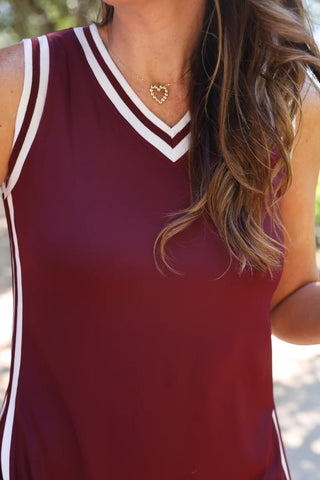 Sideline Diva Tunic/Biker Short Set in Maroon