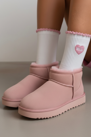 Pink Nola Ruffle Edge Socks