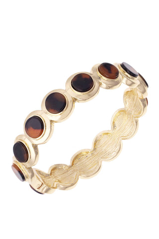 Frances Sculpted Disc Hinge Bangle in Tortoise