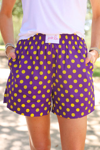 Easy Win Purple & Yellow Polka Dot Boxer Shorts