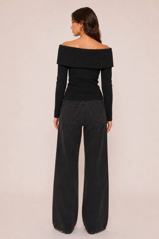 Off Shoulder Crossover Knit Top