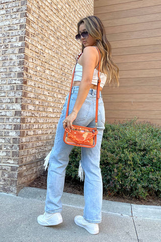 Jessica Stadium Clear Crossbody Bag in Gold