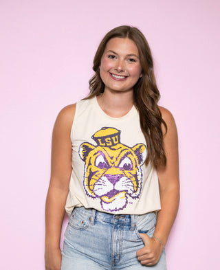 Licensed Butter Yellow LSU Vintage Tiger Tank