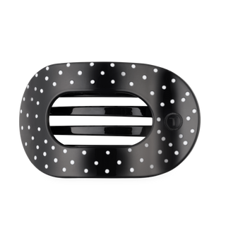 Teleties Black Polka Dot Party Large Flat Round Hair Clip