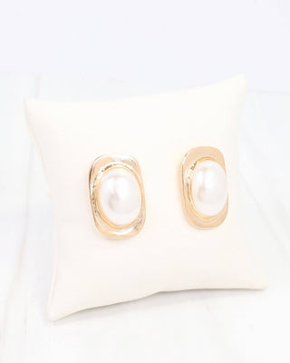 Perugia Rectangular Pearl Stud Earring