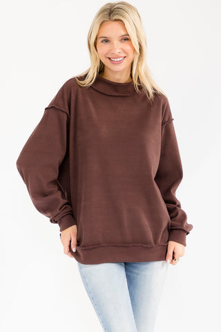 Cozy Cutie Chocolate Mock Neck Sweatshirt