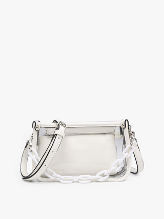 Jessica Stadium Clear Crossbody Bag –  White