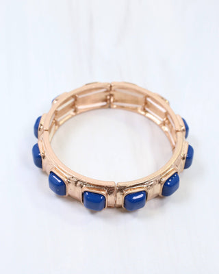Allie Hammered Gold Stretch Bracelet in Blue