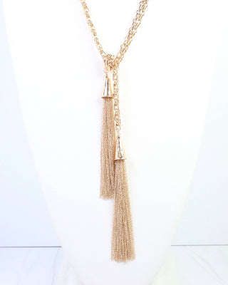 Marley Long Tassel Chain Necklace Gold