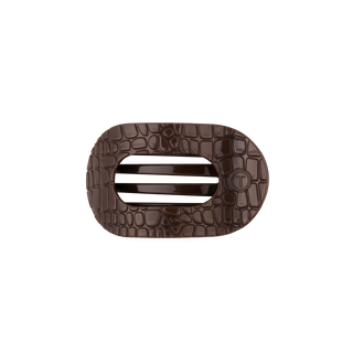 Teleties Brown Crocodile Small Flat Round Hair Clip