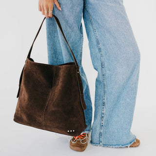 Evie Suede Hobo Shoulder Bag: Chocolate