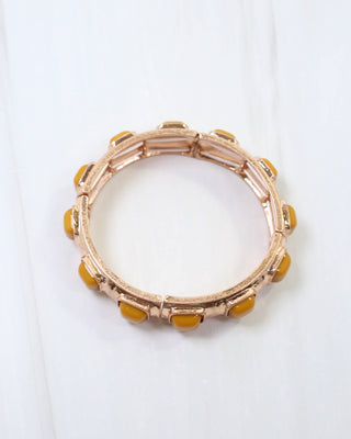 Allie Hammered Gold Stretch Bracelet in Mustard