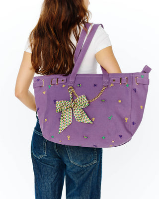 Mardi Gras Embroidered Tote with Charm