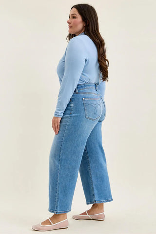 Judy Blue Mid Rise Ankle Wide Leg Jeans