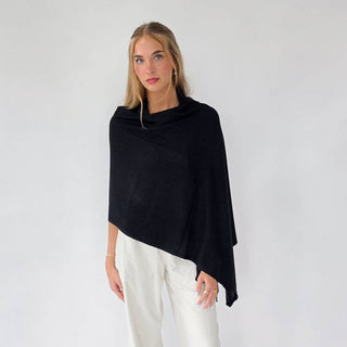 Catalina Cashmere Blend Travel Scarf in Black