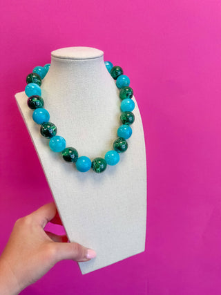 Wave Green and Blue Bauble Necklace