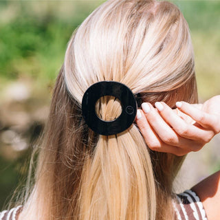 Teleties Jet Black | Medium | Flat Circle Hair Clip