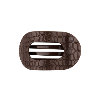 Teleties Brown Crocodile Medium Flat Round Hair Clip