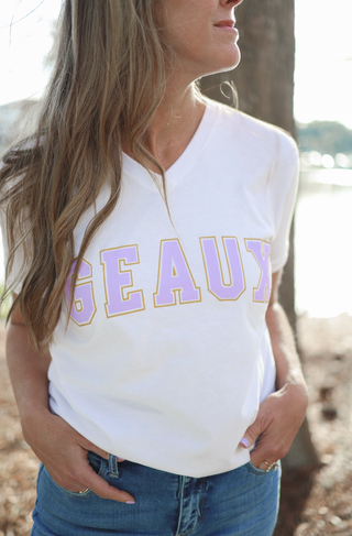 Geaux Block V-Neck Tee