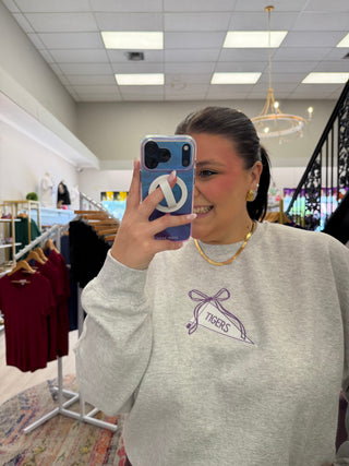 Tigers Bow Pennant Embroidered Sweatshirt
