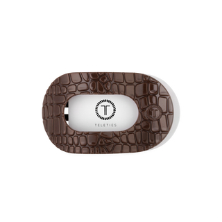 Teleties Brown Crocodile Medium Flat Round Hair Clip