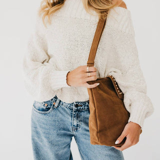 Rosemary Suede Bucket Bag: Camel