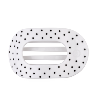 Teleties White Polka Dot Party Large Flat Round Hair Clip