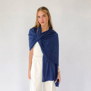 Catalina Cashmere Blend Travel Scarf in Navy
