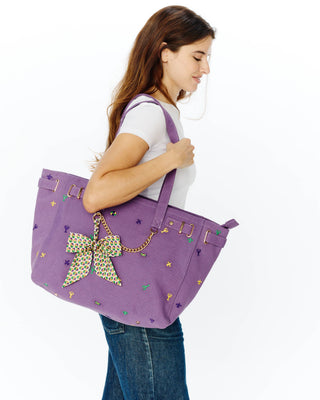 Mardi Gras Embroidered Tote with Charm