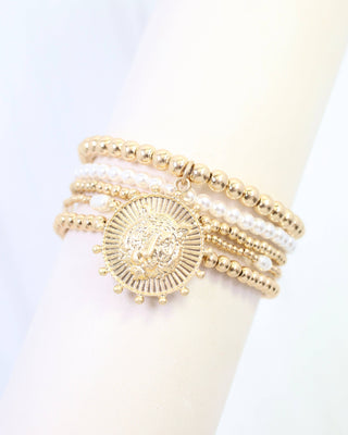 Tiger Coin Beaded Bracelet Set