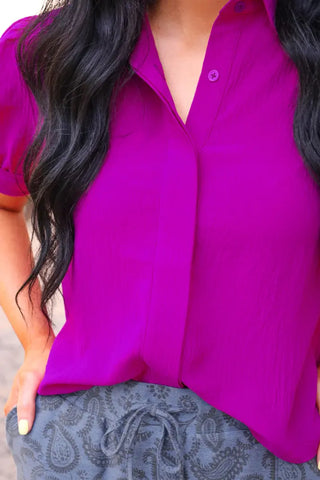Lainey Tie Blouse in Fuchsia