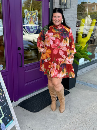 Farrah Fall Floral Chiffon Dress