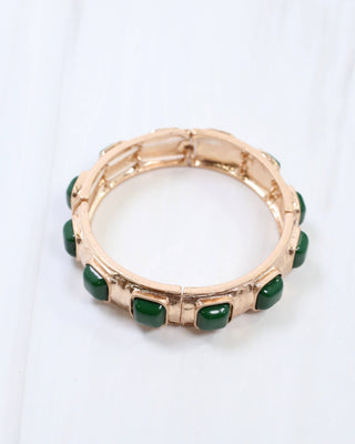 Allie Hammered Gold Stretch Bracelet in Green