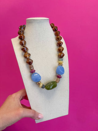 Blue & Green Chunky Mixed Marbled Necklace