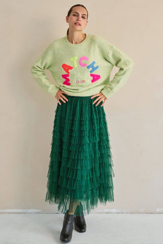 Evergreen Tiered Ruffle Maxi Skirt