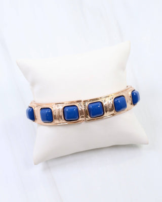 Allie Hammered Gold Stretch Bracelet in Blue