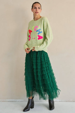 Evergreen Tiered Ruffle Maxi Skirt