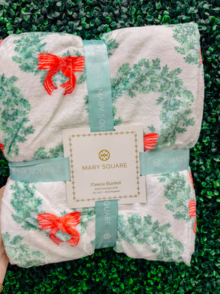 Wreath & Ribbon Holiday Blanket